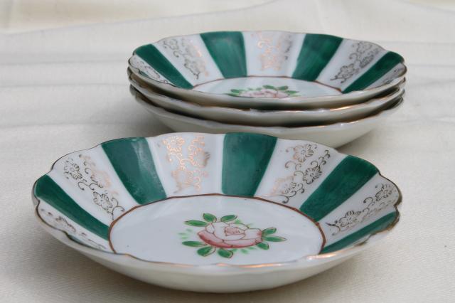 vintage Japan hand-painted china fruit bowls, camellia tea flower or rose