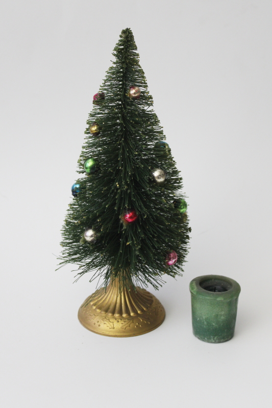 vintage Japan large bottle brush Christmas tree w/ glass bead ornaments