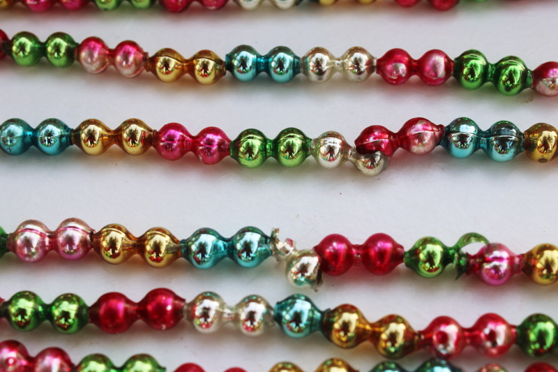 vintage Japan multi colored mercury glass beads string Christmas tree garland decoration