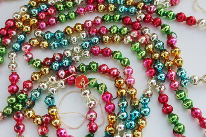 vintage Japan multi colored mercury glass beads string Christmas tree garland decoration