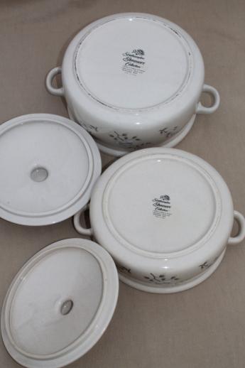 vintage Japan stoneware baking dishes / serving pieces lot, Southampton grey floral