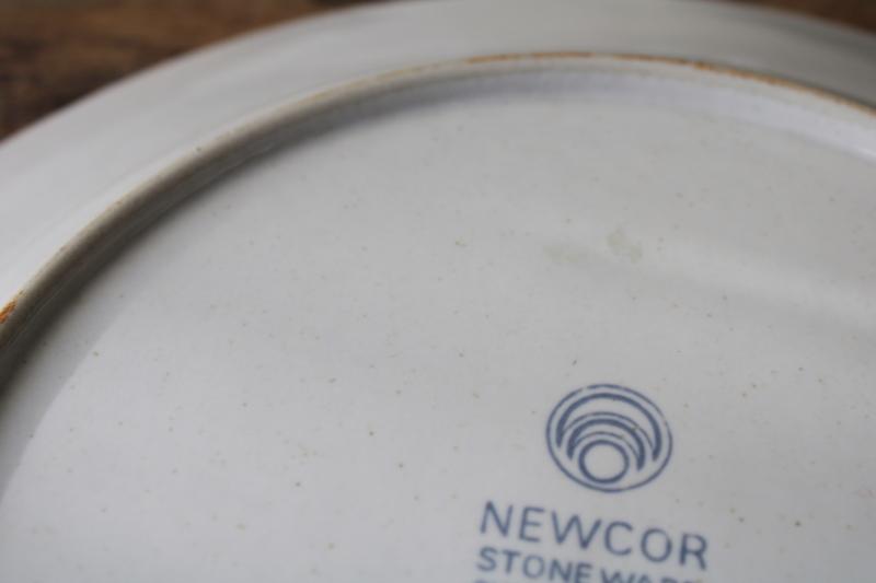 vintage Japan stoneware dinner plates Newcor Country Village folk art scene