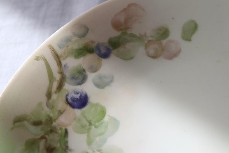 vintage Jean Pouyat Limoges china plate, hand painted blueberries