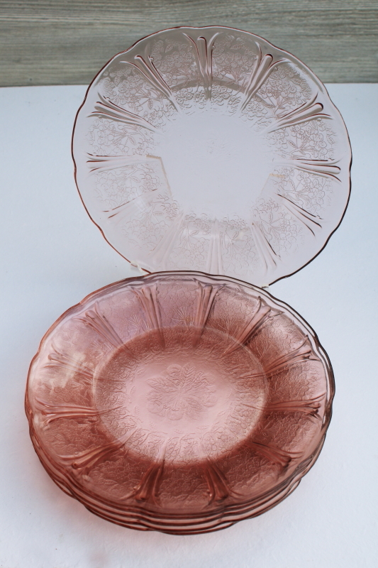 vintage Jeannette cherry blossom pattern pink depression glass dinner plate set of 6