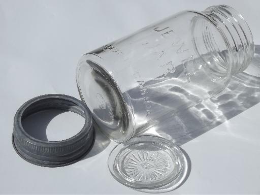 vintage Jewel Jar glass canning jar Made in Canada, old zinc band lid