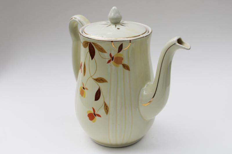 vintage Jewel Tea Hall china Autumn Leaf pattern coffee pot w/ good lid