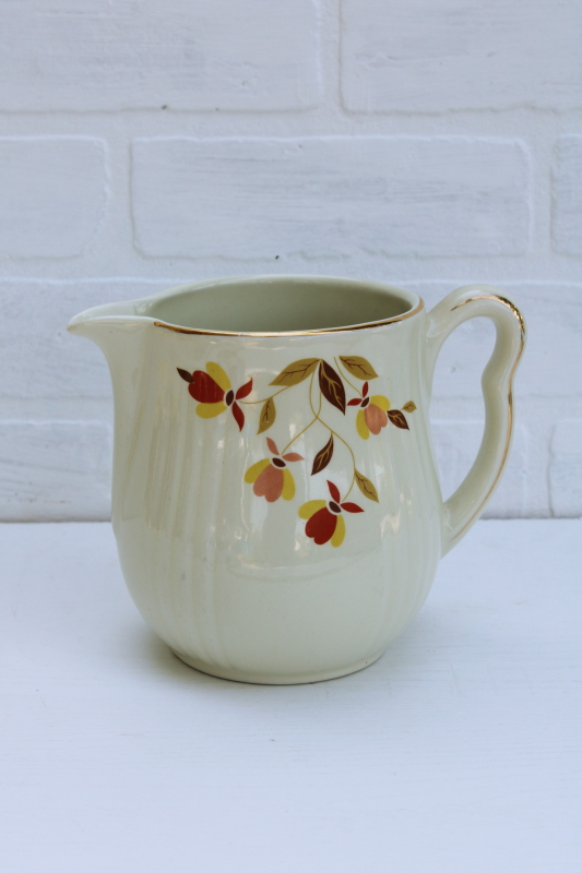 vintage Jewel Tea Hall china Autumn Leaf pattern pitcher, short utility jug shape