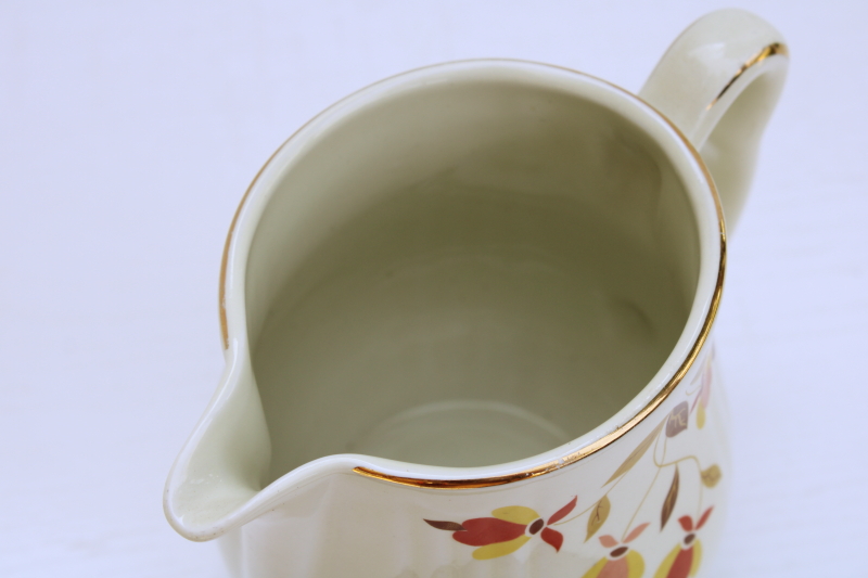 vintage Jewel Tea Hall china Autumn Leaf pattern pitcher, short utility jug shape