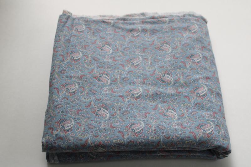 vintage Joan Kessler print cotton fabric, paisley in soft blue & blush pink