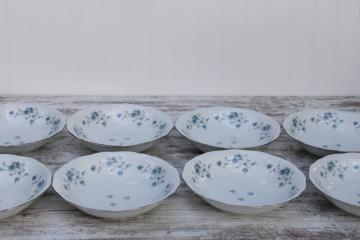 vintage Johann Haviland Blue Garland pattern china coupe soup bowls, never used set of 8