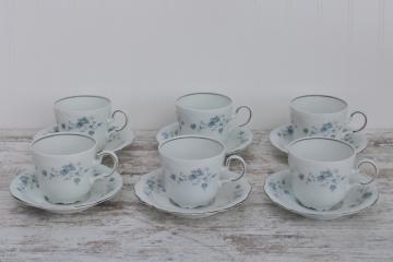 Victorian Green Cup and Saucer Set (6 Cups and 6 Saucers)