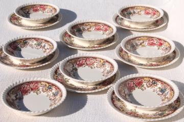 vintage Johnson Bros Devonshire pattern transferware china, small plates and bowls