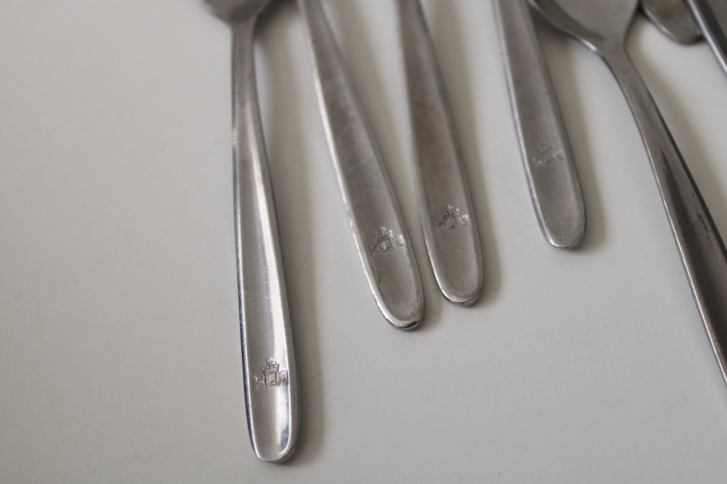 vintage KLM airlines utensils, small coffee spoons, Amefa stainless flatware