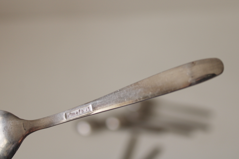 vintage KLM airlines utensils, small coffee spoons, Amefa stainless flatware