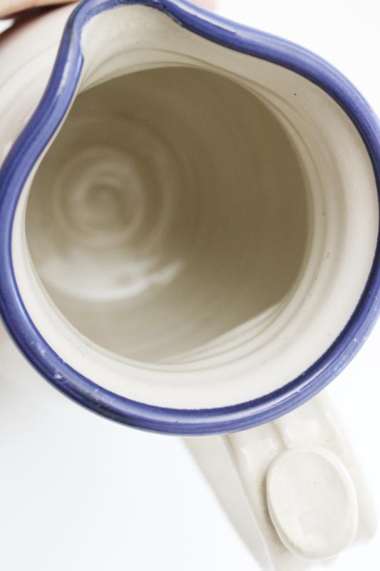 vintage Kemps Its the Cows blue band stoneware pottery milk pitcher jug