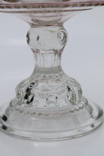 vintage King's Crown ruby flash thumbprint glass compote pedestal fruit bowl