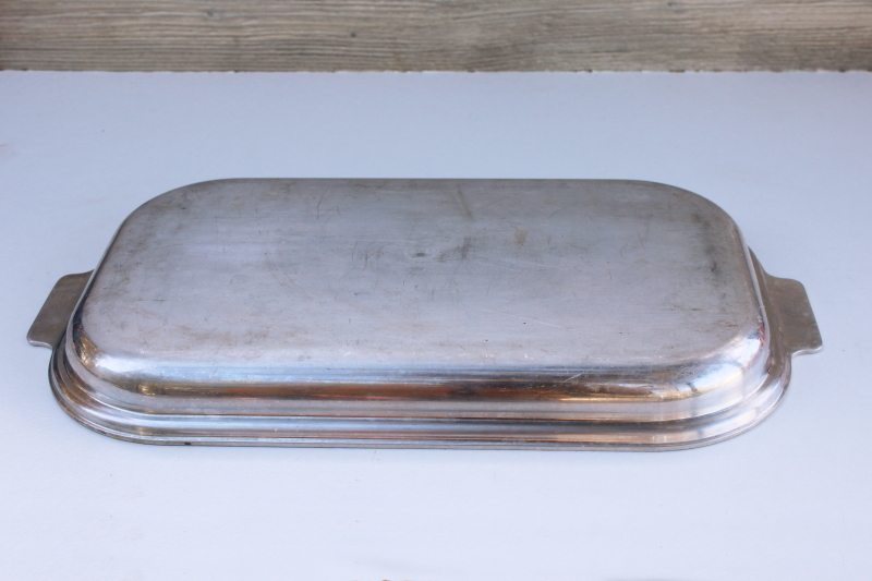 Vintage Kitchen Craft Cast Aluminum Roasting Pan Top & Bottom USA Made 19  wide