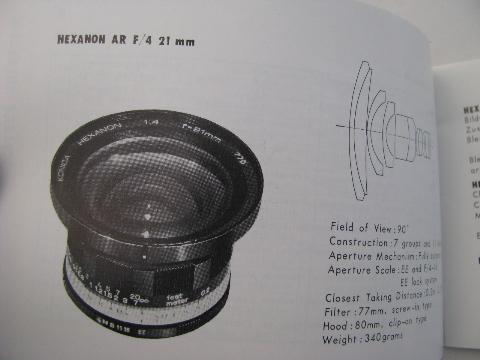 vintage Konica Hexanon camera lens advertising catalog