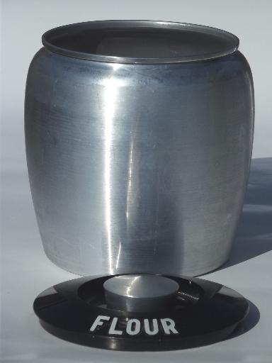 vintage Kromex spun aluminum canister set, retro kitchen canisters