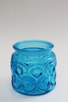 vintage LE Smith blue glass Moon & Stars small canister, replacement jar (no lid)