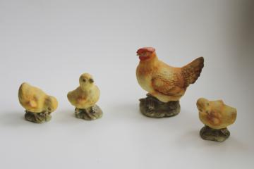 vintage Lefton china hen w/ baby chicks, hand painted figurines Easter spring decor