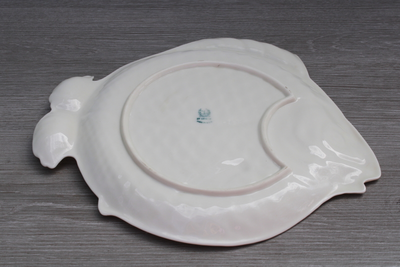 vintage Lenox Seaport fish shaped plate, neutral decor plain ivory china coastal style