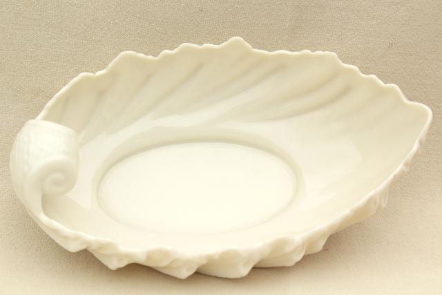 vintage Lenox china bowl, old ivory shell shape, blowing leaf or seashell