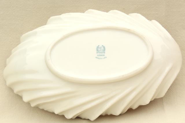 vintage Lenox china bowl, old ivory shell shape, blowing leaf or seashell