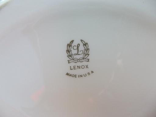 vintage Lenox platinum ivory china, two mod oblong dishes or bowls