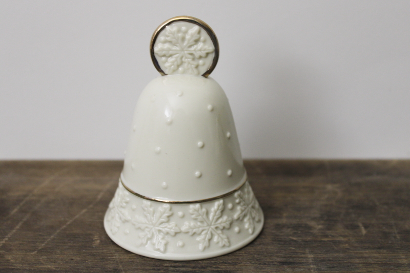 vintage Lenox snowflake china Christmas bell, made in Taiwan