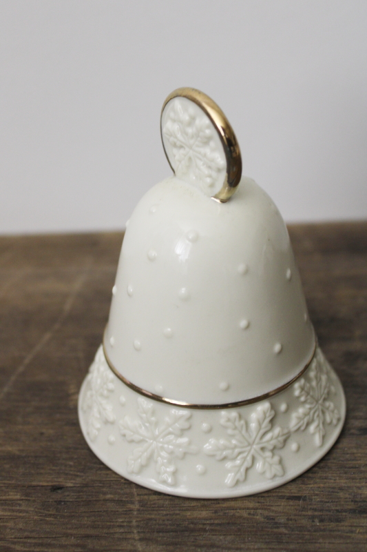 vintage Lenox snowflake china Christmas bell, made in Taiwan