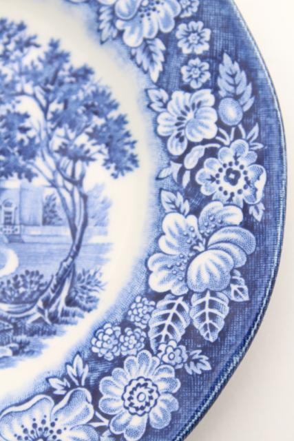 vintage Liberty blue & white transferware china, Thomas Jefferson Monticello scene