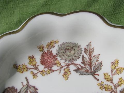 vintage Lichfield fall flowers Wedgwood china nut bowl, fluted shape