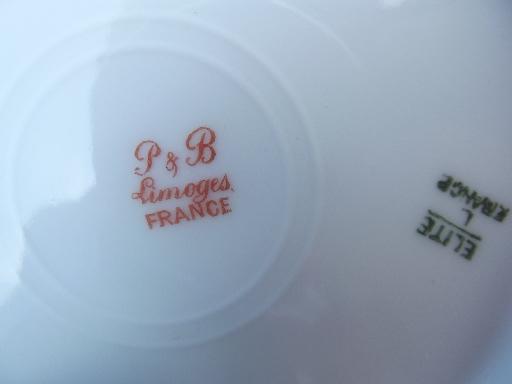 vintage Limoges french porcelain plates w/ roses, P & B Elite France