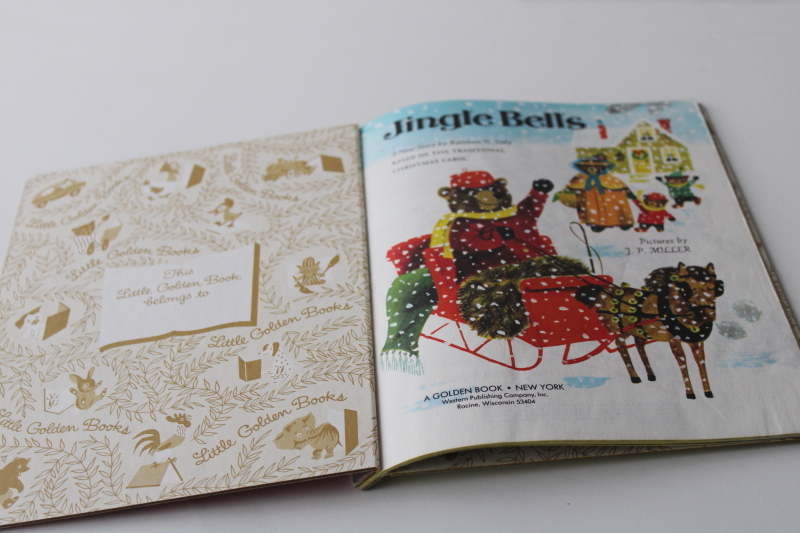 vintage Little Golden Book Jingle Bells Christmas holiday JP Miller illustrations