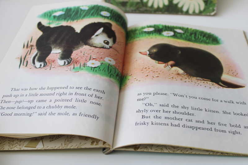 vintage Little Golden Books, Tiny Tawny Kitten  Shy Little Kitten cat stories