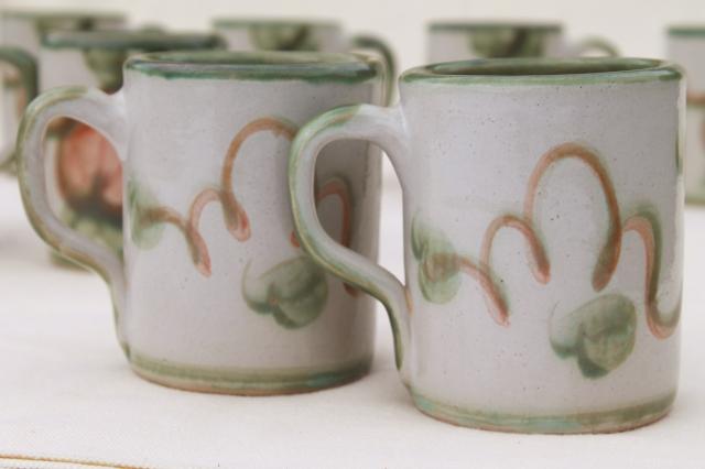 vintage Louisville stoneware pottery Harvest fruit coffee mugs, John B Taylor ceramics