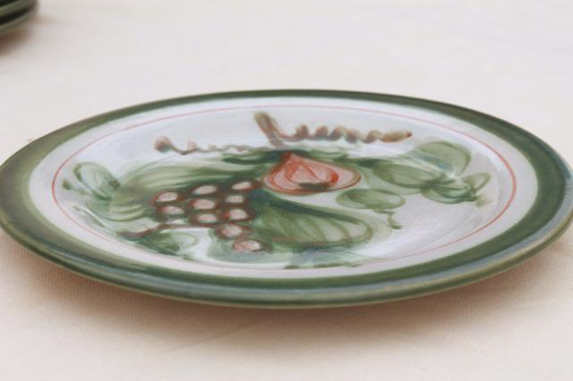 vintage Louisville stoneware pottery Harvest fruit dinner plates, John B Taylor ceramics