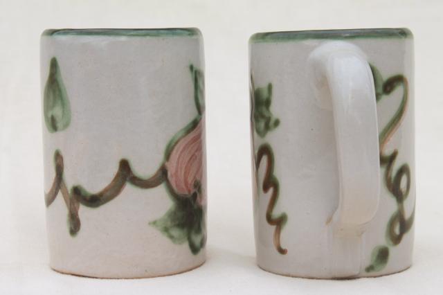 vintage Louisville stoneware pottery Harvest fruit large mugs, John B Taylor ceramics