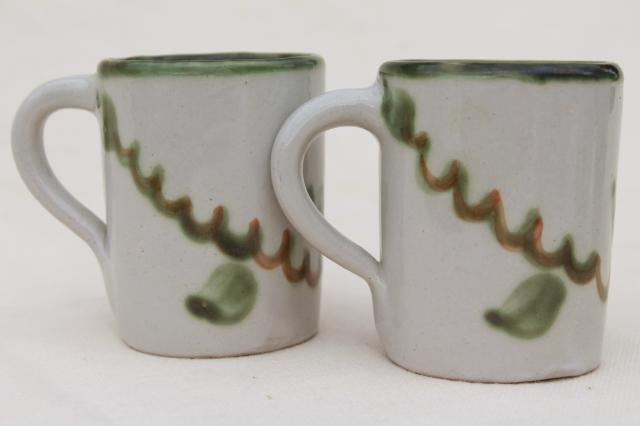 vintage Louisville stoneware pottery Harvest fruit small mugs, John B Taylor ceramics