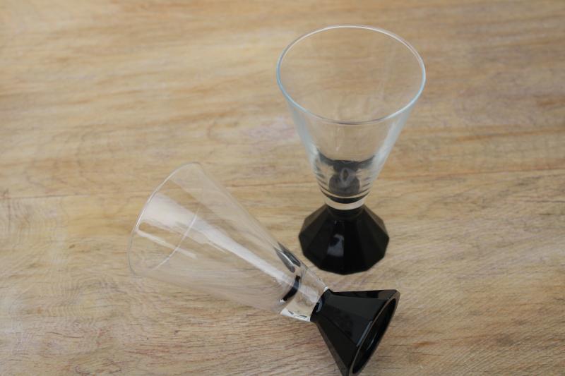 vintage Luminarc Cristal dArques France wine glasses, black / crystal clear