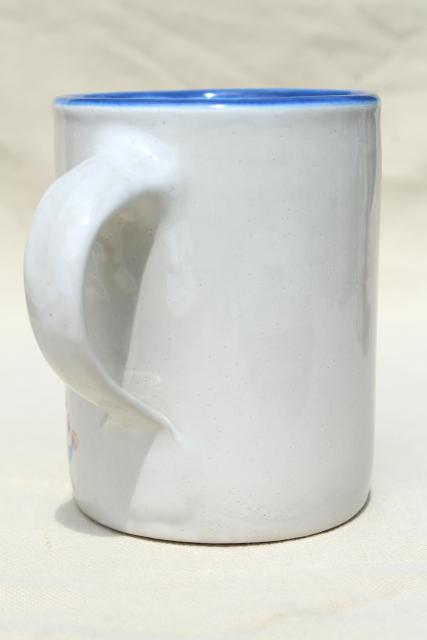 vintage MA Hadley Louisville stoneware pottery mug & plate, country girl