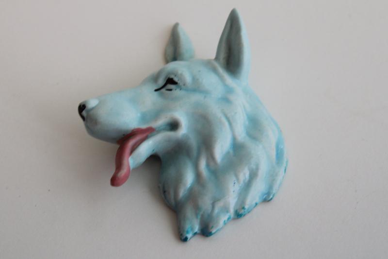 vintage Made in Japan ceramic German Shepherd dog mini wall plaque hanging profile