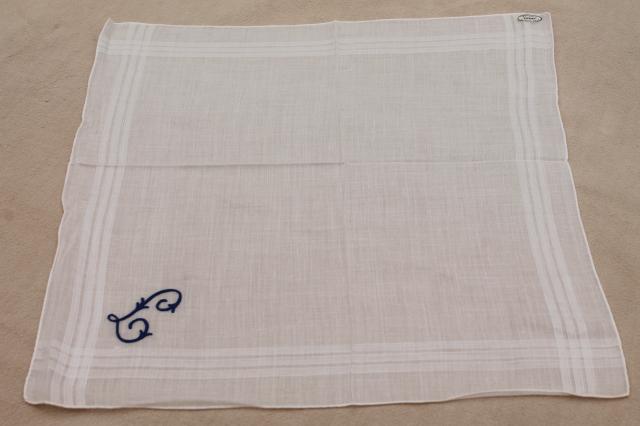 vintage Madeira hand embroidered cotton hankies, J & L monogram handkerchiefs