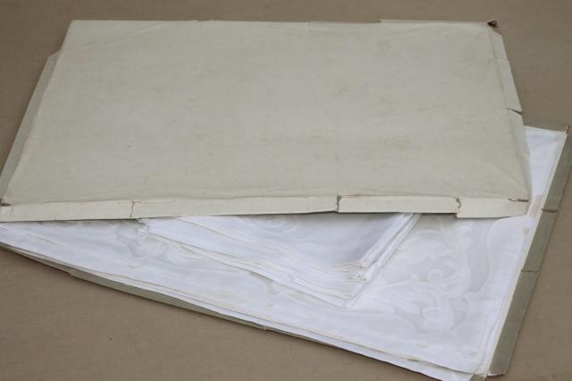 vintage Madeira table linens, organdy linen applique placemats & napkins set in box