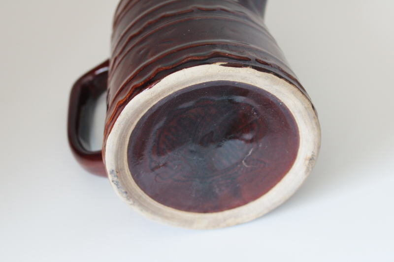 vintage Marcrest daisy dot pattern pitcher, brown glaze stoneware pottery