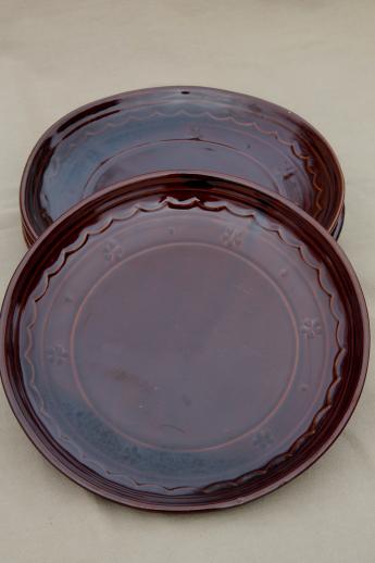 vintage Marcrest daisy dot stoneware pottery dinner plates set of four