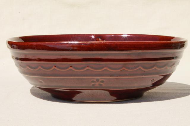 vintage Marcrest pottery daisy dot stoneware divided bowl, Mar-Crest Western stoneware