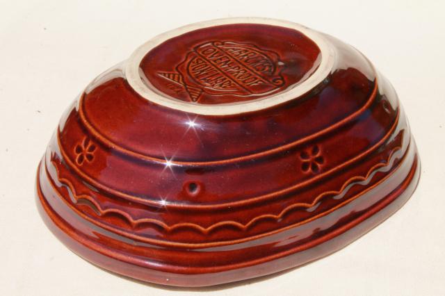 vintage Marcrest pottery daisy dot stoneware divided bowl, Mar-Crest Western stoneware