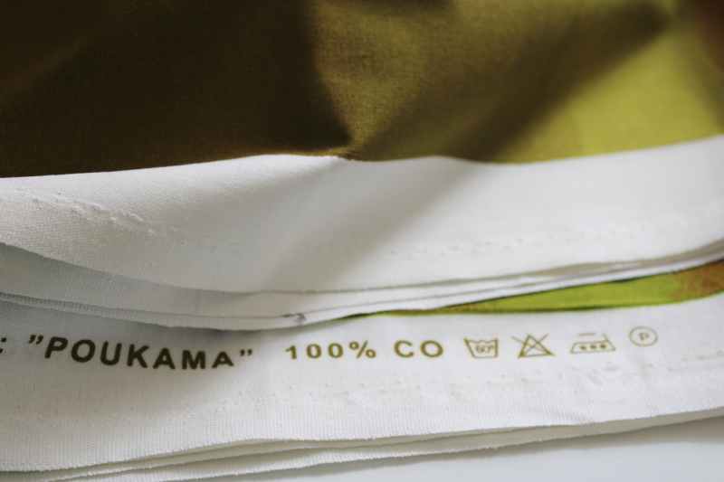 vintage Marimekko cotton fabric, Fujiwo Ishimoto Poukama print shaded greens 3 and one half yards